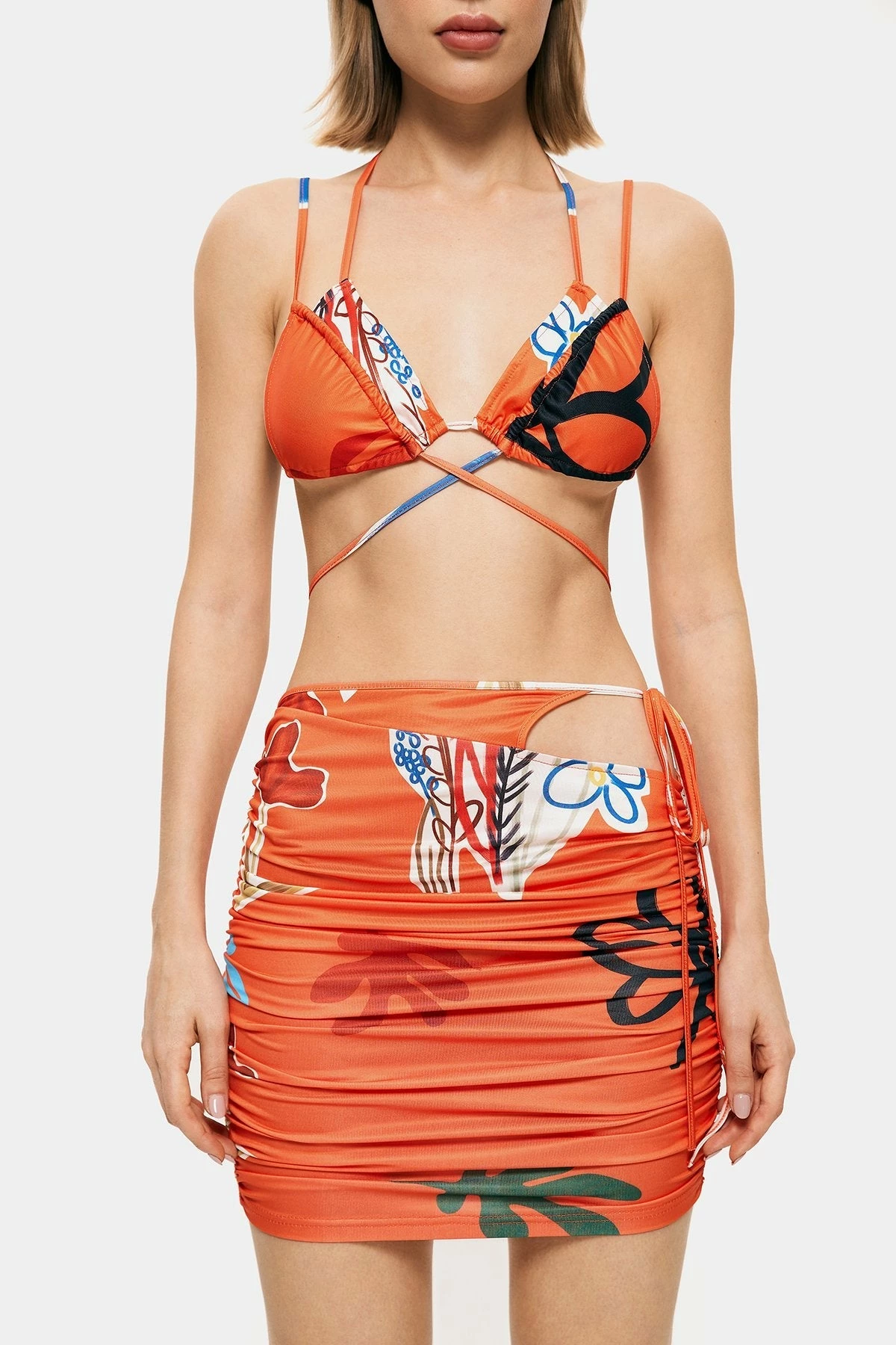 SOLADO Halter Neck Backless Corset Top & Plant Print Skirt Set 6 SOLADO Halter Neck Backless Corset Top & Plant Print Skirt Set - Image 6