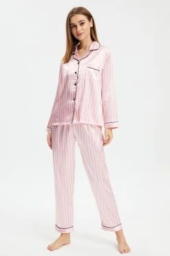 Solado Button Front Top & Stripe Print Pants Set