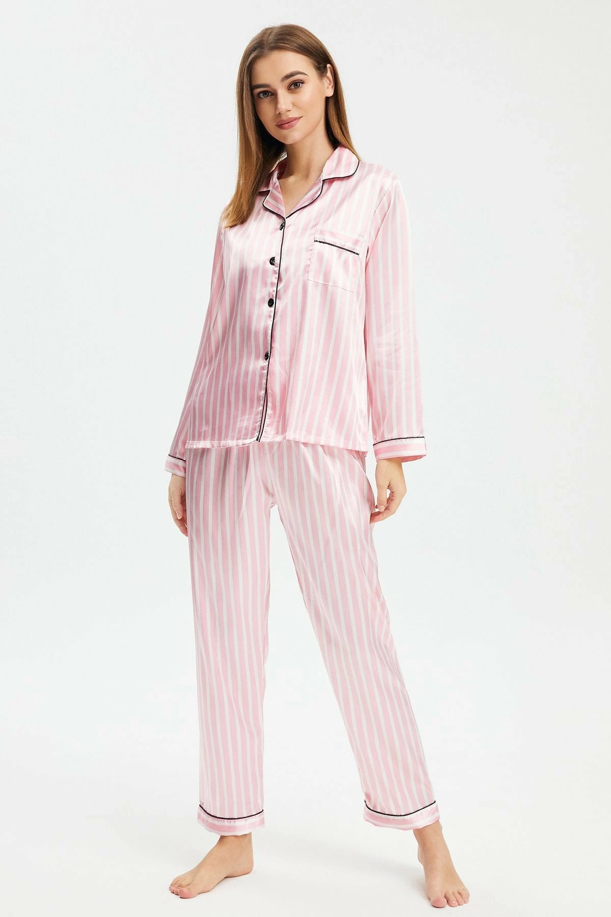 Solado Button Front Top & Stripe Print Pants Set 1 Solado Button Front Top & Stripe Print Pants Set
