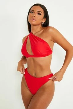 Solado One Shoulder Cut Out Solid Bikini Swimsuit