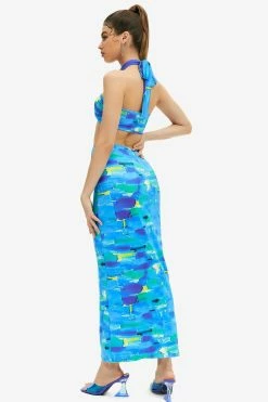 Alternative view of Solado Halter Neck Backless Corset Top & Abstract Print Skirt Set