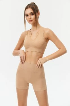 Solado Solid U Neck Crop Top & Shorts Set