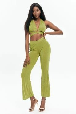 Solado Tie Back Corset Top & Solid Flared Pants Set