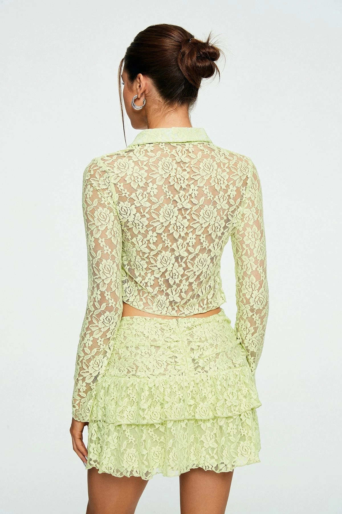 Solado Asymmetrical Hem Crop Top & Layered Lace Skirt Set 2 Solado Asymmetrical Hem Crop Top & Layered Lace Skirt Set - Image 2
