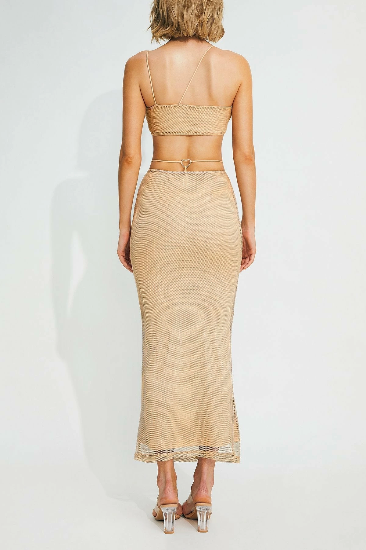 Solado Solid Backless Crop Top & Mesh Splicing Skirt Set 6 Solado Solid Backless Crop Top & Mesh Splicing Skirt Set - Image 6