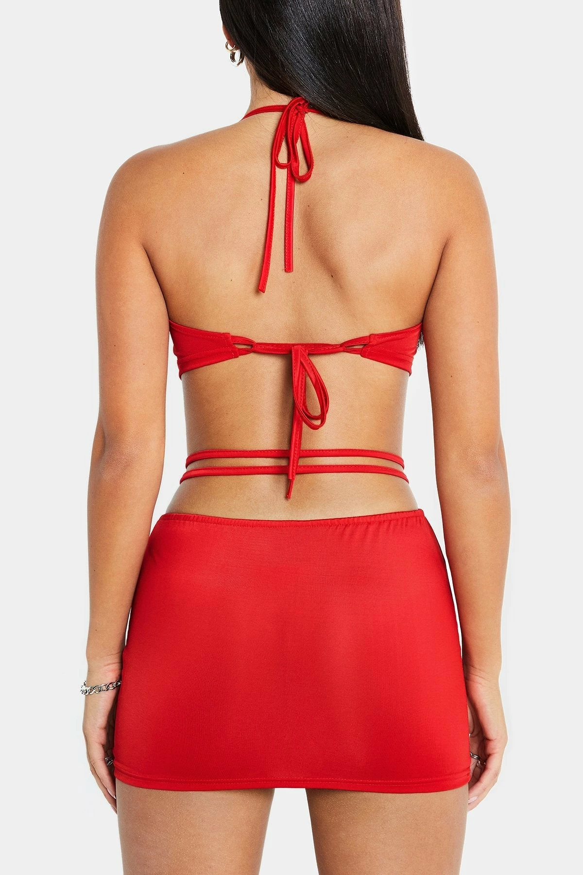 Solado Hanky Hem Backless Crop Top & Ruched Mini Skirt Set 7 Solado Hanky Hem Backless Crop Top & Ruched Mini Skirt Set - Image 7