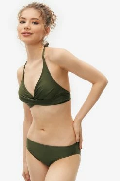 Solado Solid Halter Neck Backless Bikini Swimsuit