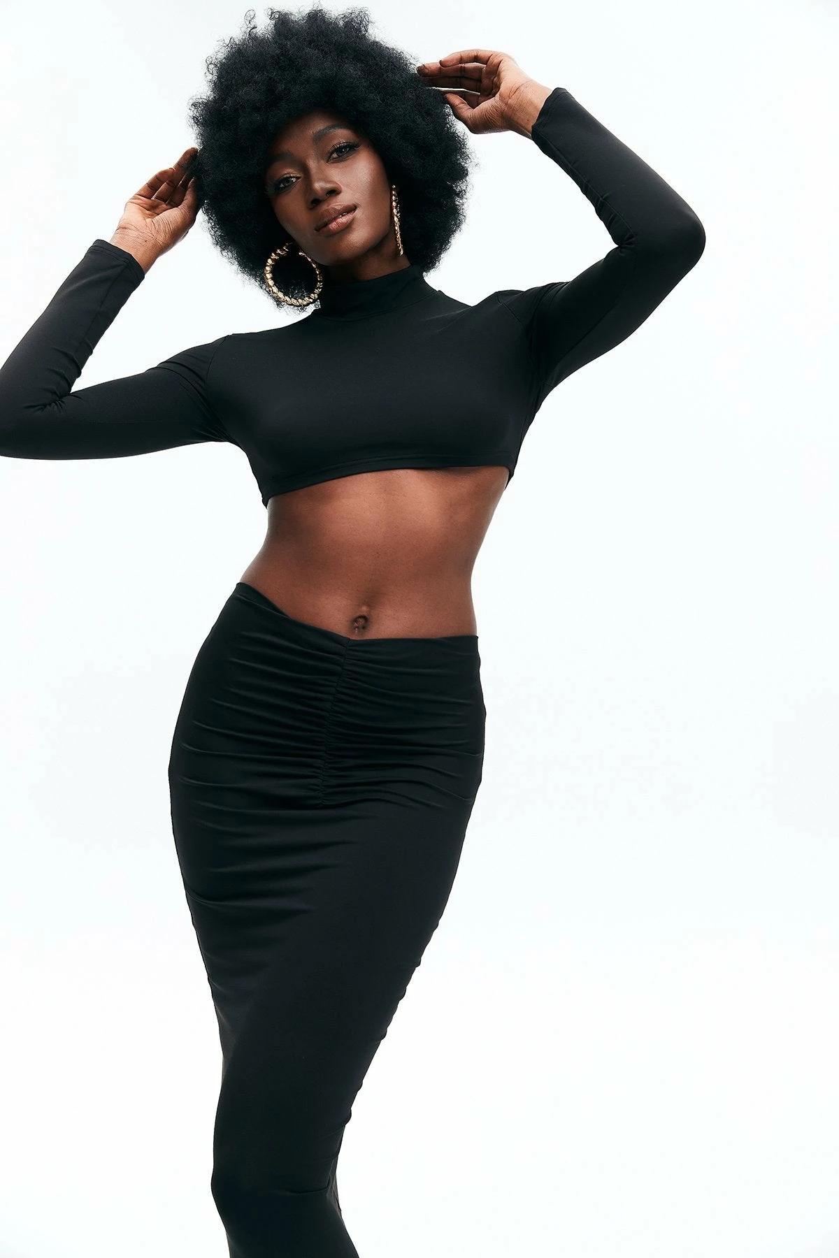 Solado Solid Crop Top & Ruched Maxi Skirt Set 4 Solado Solid Crop Top & Ruched Maxi Skirt Set - Image 4