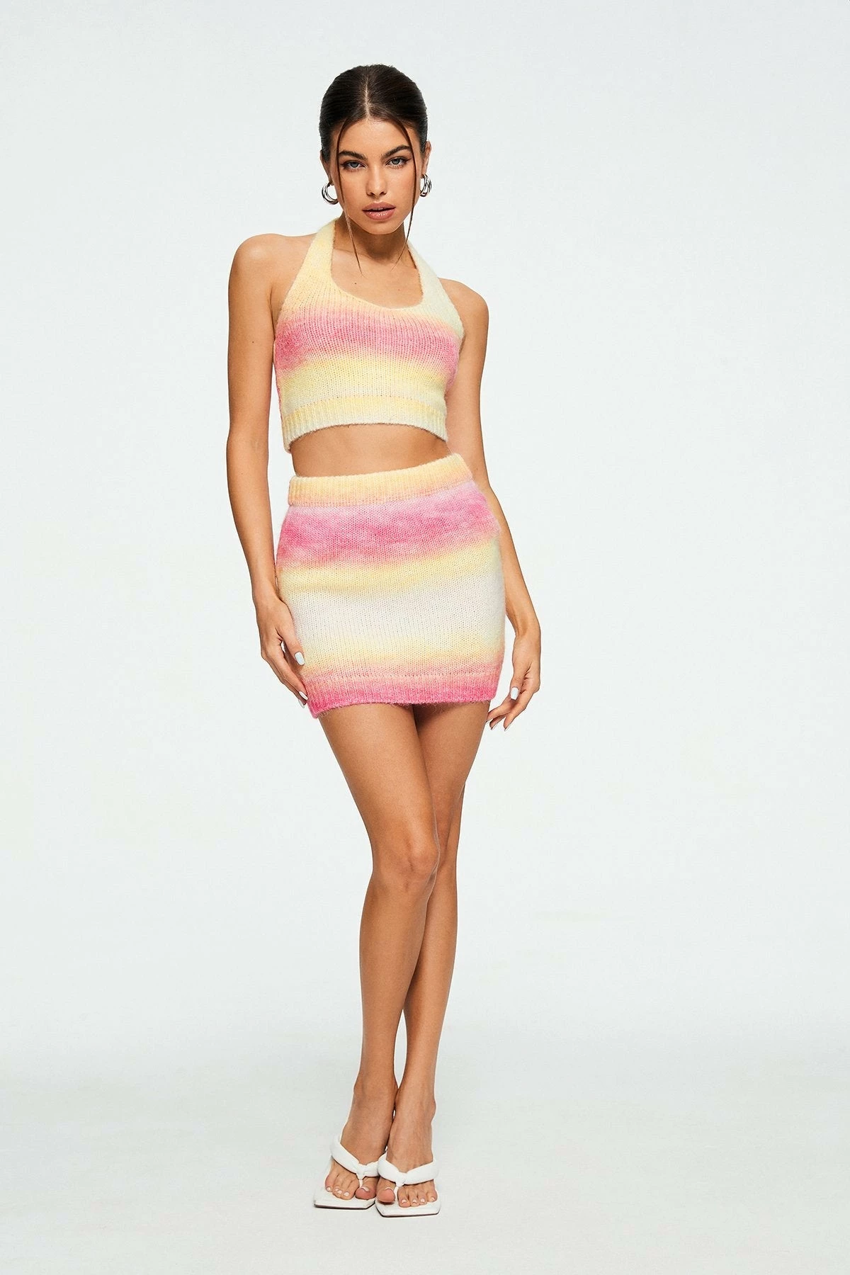 Solado Halter Neck Backless Top & Colorblock Knitted Skirt Set 5 Solado Halter Neck Backless Top & Colorblock Knitted Skirt Set - Image 5