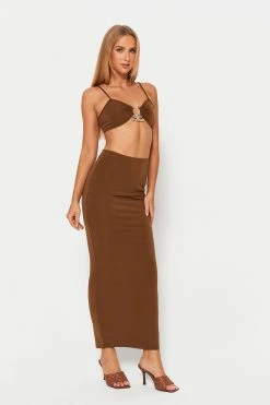 Alternative view of Solado Buckled Detail Crop Top & Solid Maxi Skirt Set