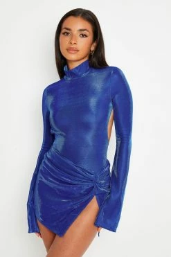 SOLADO Open Back Long Sleeve Bodysuit & Split Hem Skirt Set