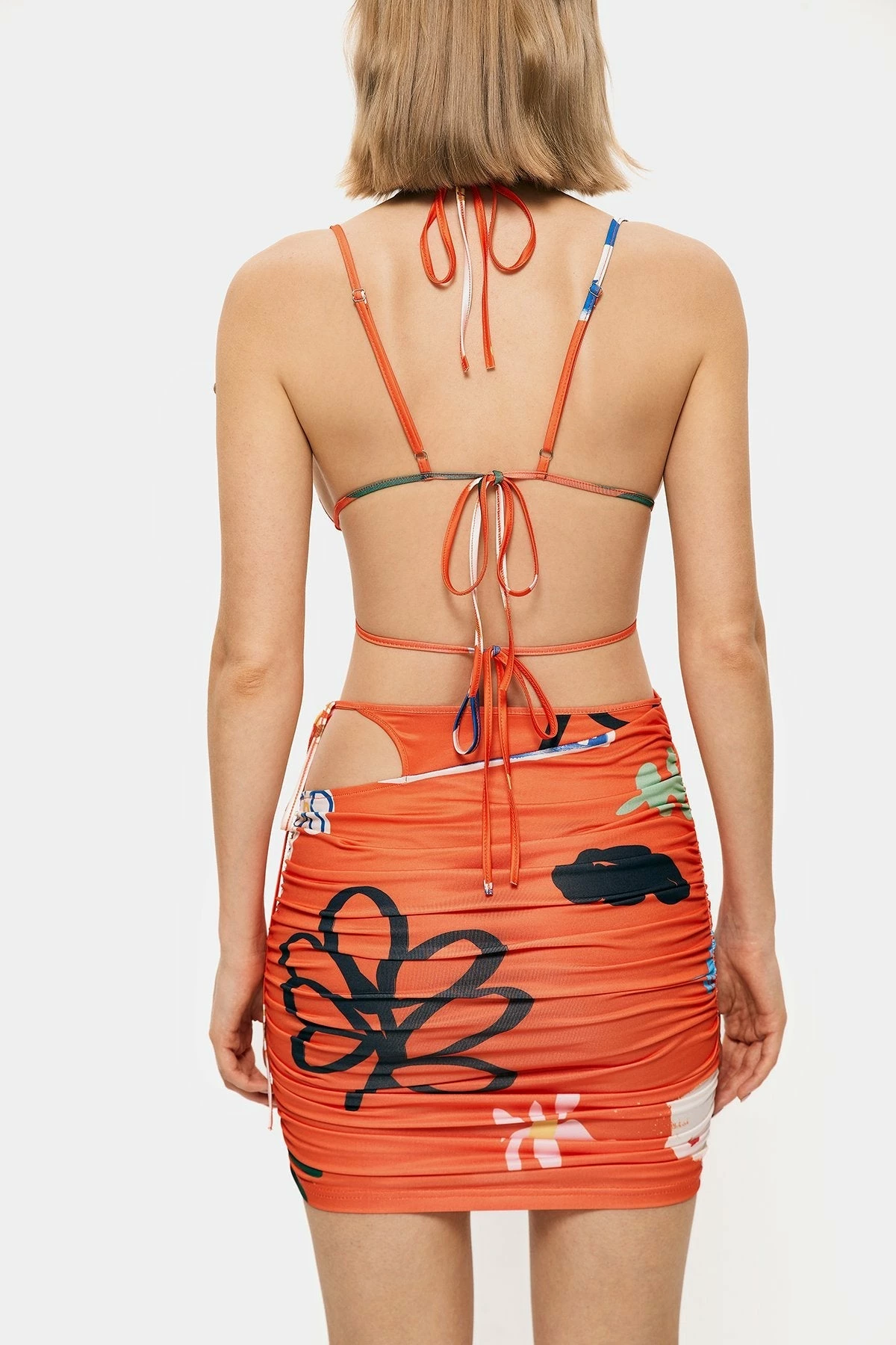SOLADO Halter Neck Backless Corset Top & Plant Print Skirt Set 7 SOLADO Halter Neck Backless Corset Top & Plant Print Skirt Set - Image 7