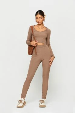 Alternative view of SOLADO Long Sleeve Crop Hoodie & High Waist Ribbed Pants Set