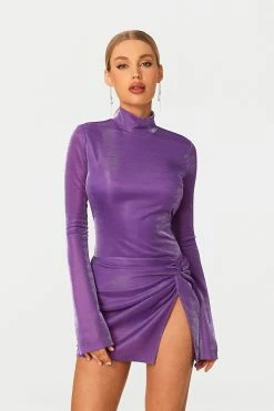 SOLADO Open Back Long Sleeve Bodysuit & Split Hem Skirt Set