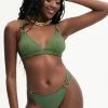 Solado Solid O-Ring Decor Ribbed Bikini Swimsuit