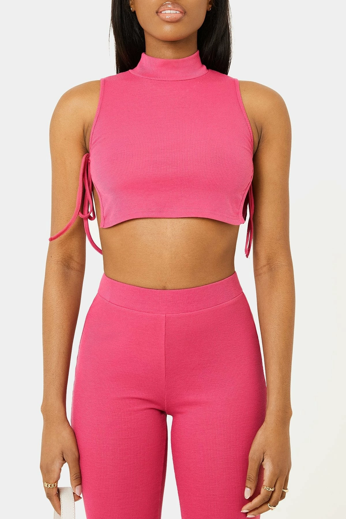SOLADO Mock Neck Tie Side Split Hem Crop Top 6 SOLADO Mock Neck Tie Side Split Hem Crop Top - Image 6