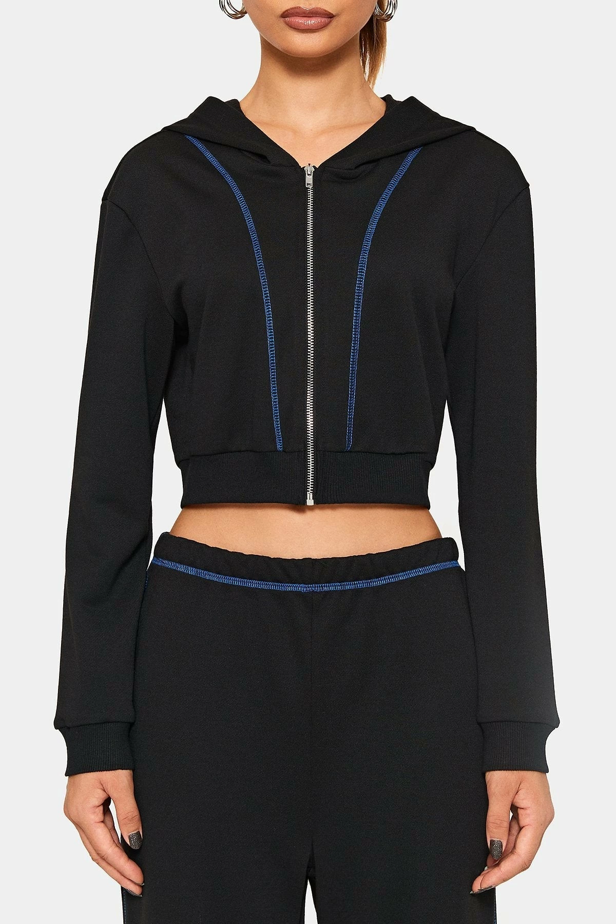 SOLADO Top-stitching Zipper Front Long Sleeve Hoodie 6 SOLADO Top-stitching Zipper Front Long Sleeve Hoodie - Image 6