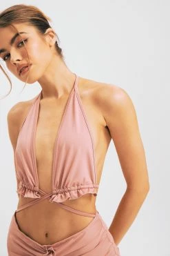 Alternative view of Solado Frill Trim Halter Neck Top & Ruched Bodycon Skirt Set