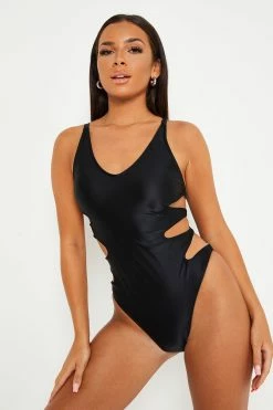 Alternative view of Solado Plunging Neck Cut Out Solid One-piece Swimsuit
