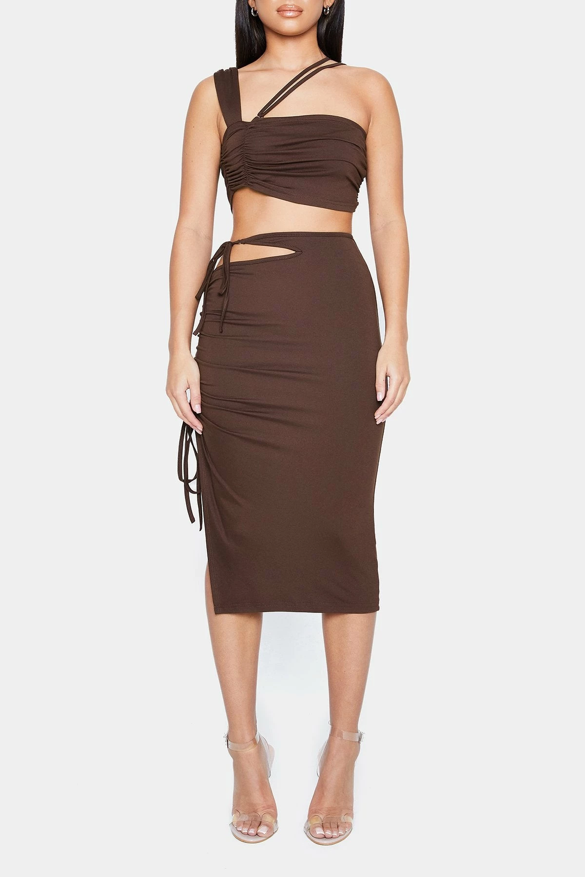 Solado One Shoulder Crop Top & Drawstring Ruched Skirt Set 6 Solado One Shoulder Crop Top & Drawstring Ruched Skirt Set - Image 6