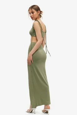 Alternative view of Solado Tie Strap Backless Crop Top & High Split Hem Skirt Set