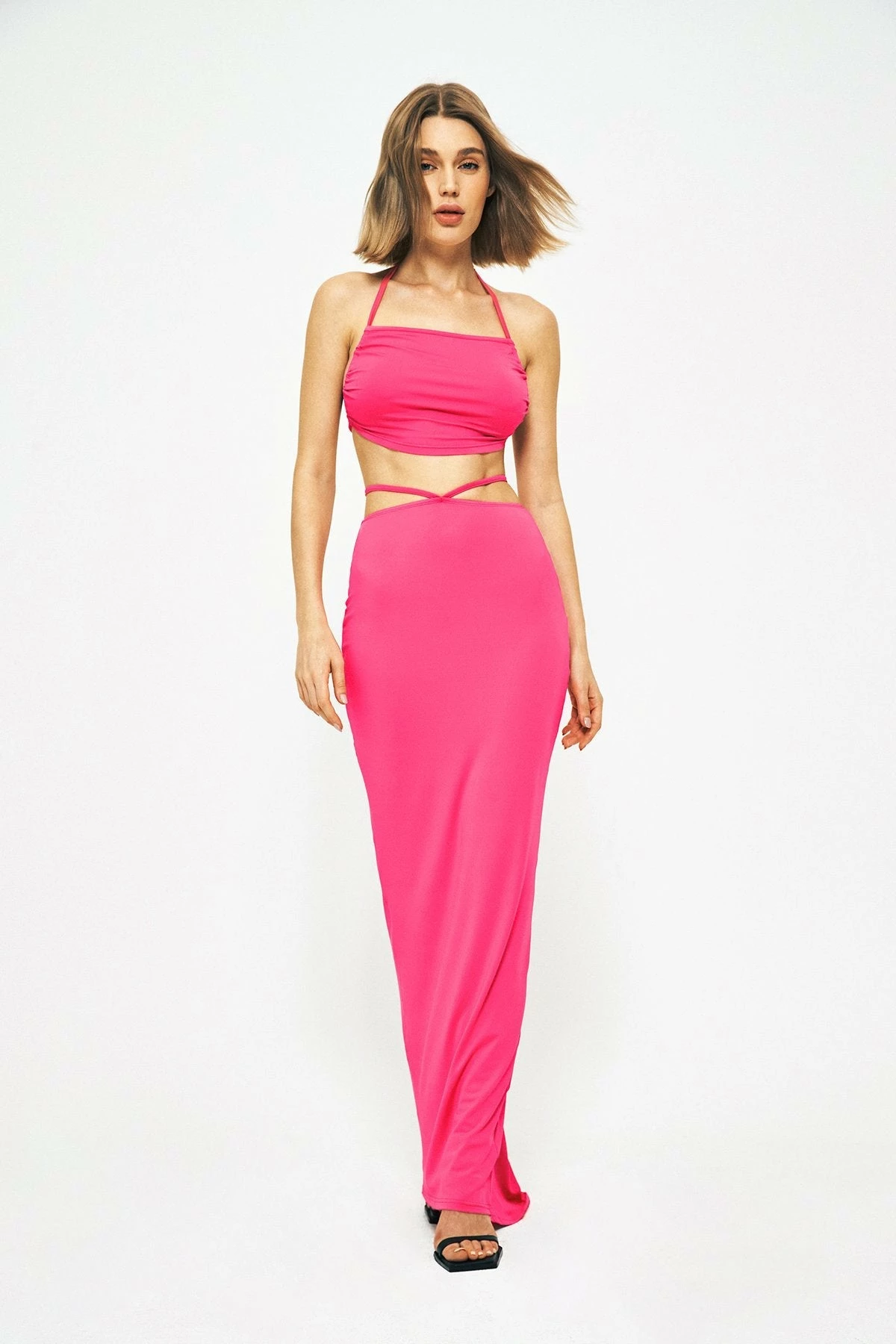 Solado Tie Backless Cami Crop Top & Ruched Cut Out Maxi Skirt Set 3 Solado Tie Backless Cami Crop Top & Ruched Cut Out Maxi Skirt Set - Image 3