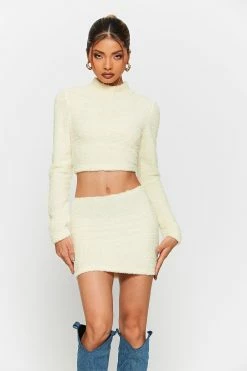 Alternative view of SOLADO Fluffy Long Sleeve Crop Top & Bodycon Mini Skirt Set