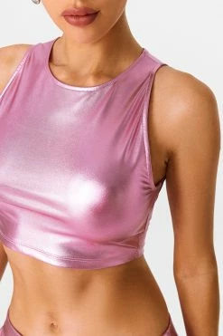 SOLADO Vinyl Sleeveless Cinched Waist Sheen Crop Top -Solado Shop jpeg be246907 0ed7 4545 a062 407983a37441 1800x1800