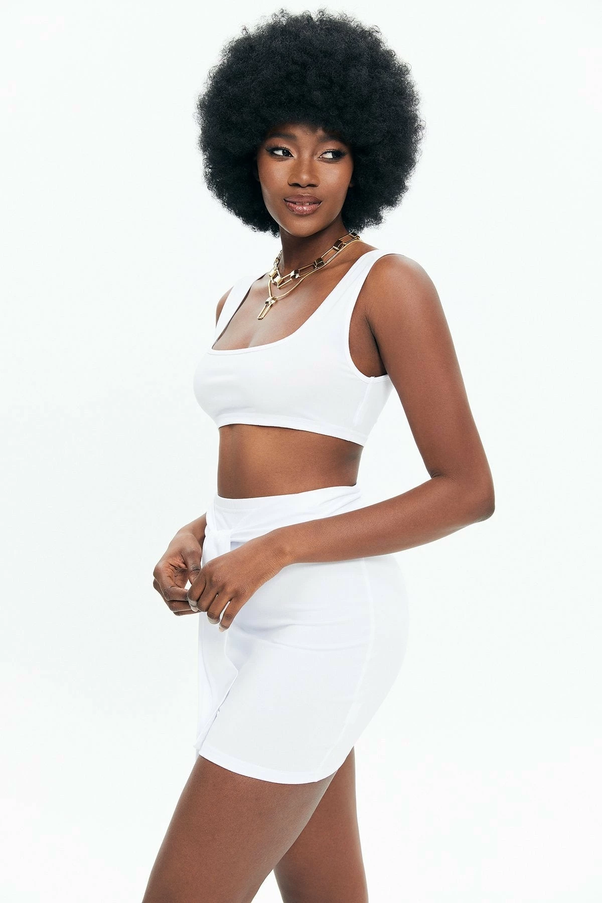 Solado Solid Backless Crop Top & High Waist Knot Skirt Set 6 Solado Solid Backless Crop Top & High Waist Knot Skirt Set - Image 6