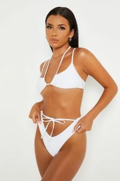 Solado Halter Neck Tie Detail Solid Bikini Swimsuit