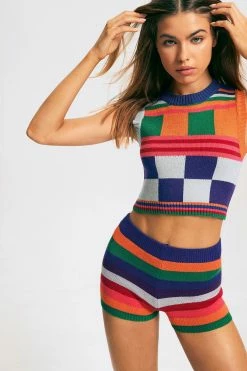 Alternative view of Solado Plaid Print Contrast Color Knitted Tank Top