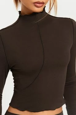 SOLADO Mock Neck Seam Detail Lettuce Trim Long Sleeve Top -Solado Shop jpeg c774784c be30 4ab1 8d60 61ee122864f8 1800x1800