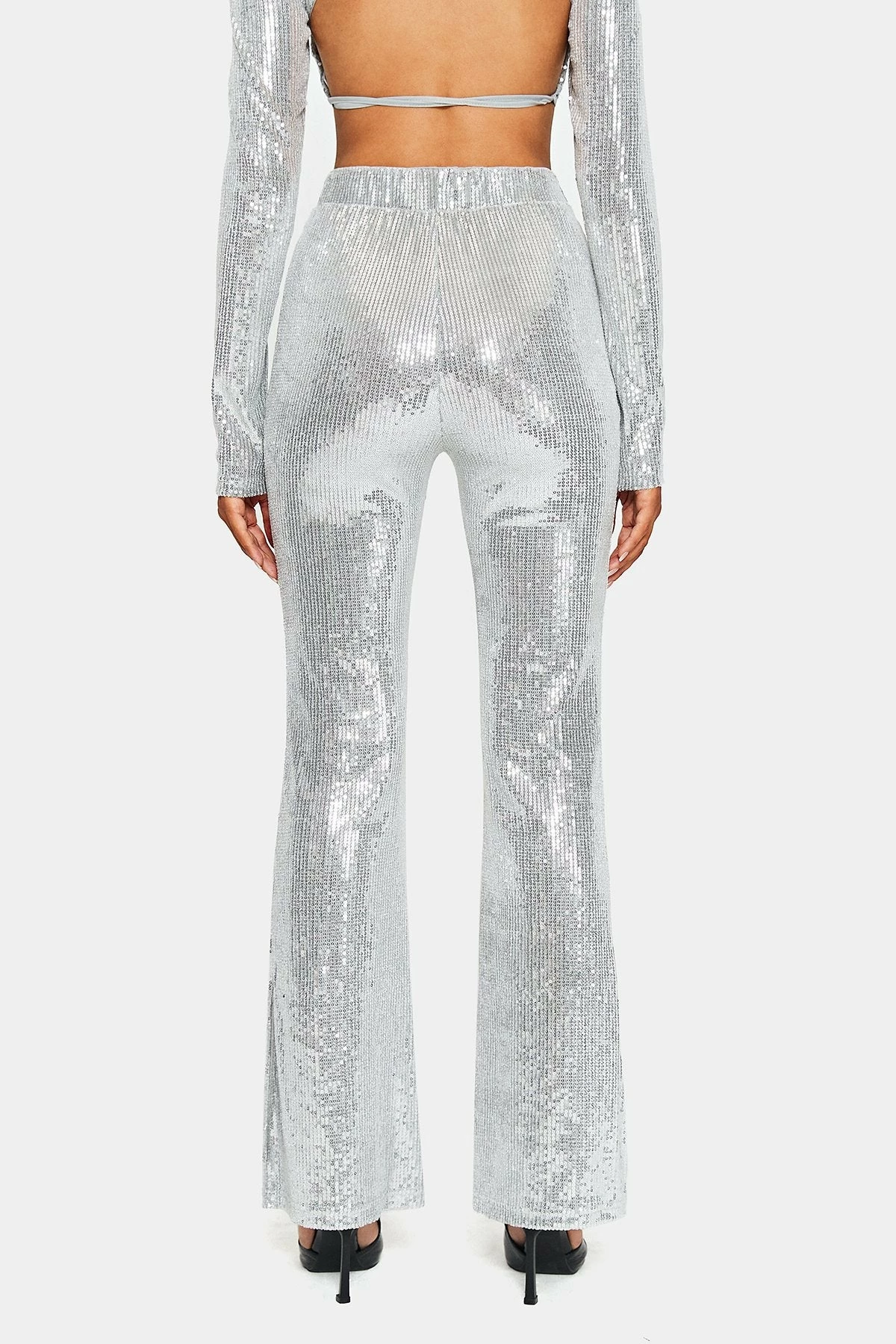 SOLADO High Waist Sequin Solid Flared Pants 7 SOLADO High Waist Sequin Solid Flared Pants - Image 7