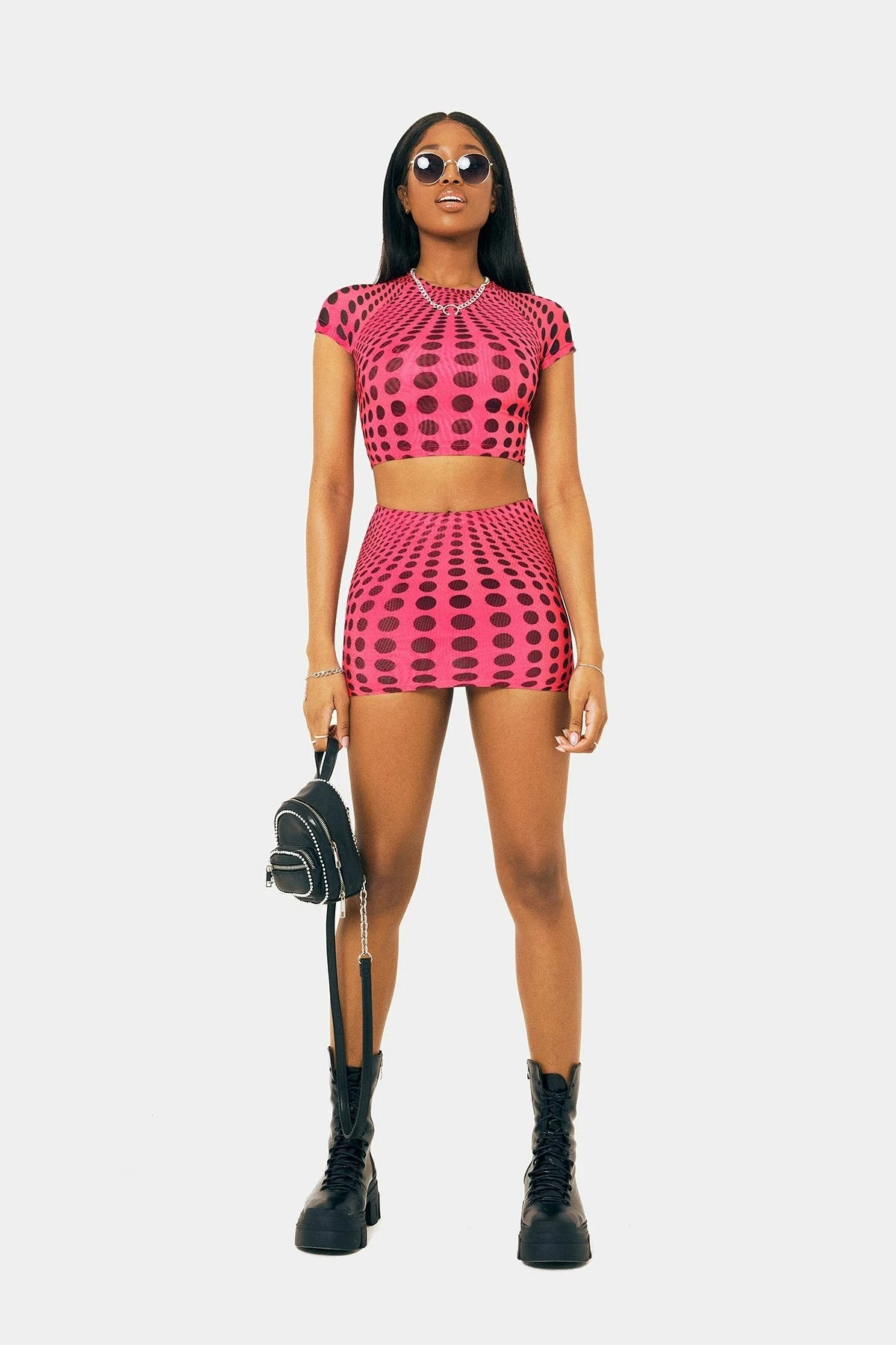 SOLADO Polka Dot Short Sleeve Top & Two Tone Mini Skirt Set 4 SOLADO Polka Dot Short Sleeve Top & Two Tone Mini Skirt Set - Image 4