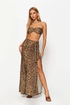 Alternative view of Solado Leopard Print Tube Top & Split Hem Skirt Set