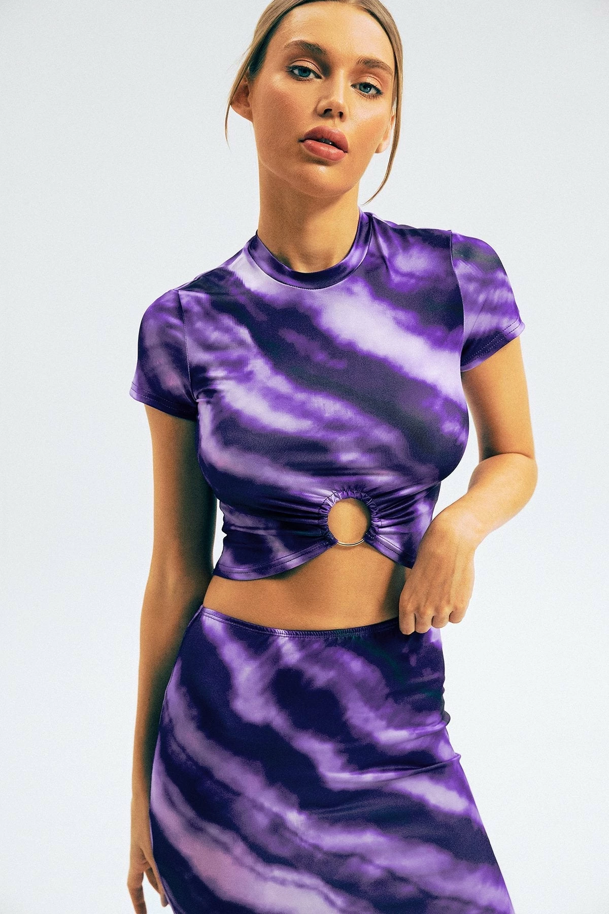 Solado Tie Dye Short Sleeve Top & Side Split Midi Skirt Set 4 Solado Tie Dye Short Sleeve Top & Side Split Midi Skirt Set - Image 4
