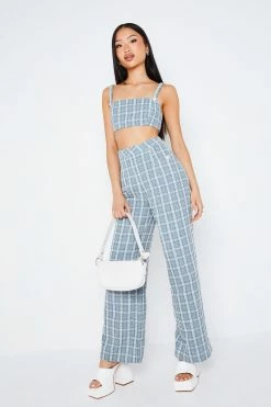 Alternative view of SOLADO Square Neck Tank Top & Check Textured Pants Set