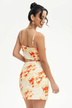 Alternative view of Solado Floral Print Cami Crop Top & Split Hem Skirt Set
