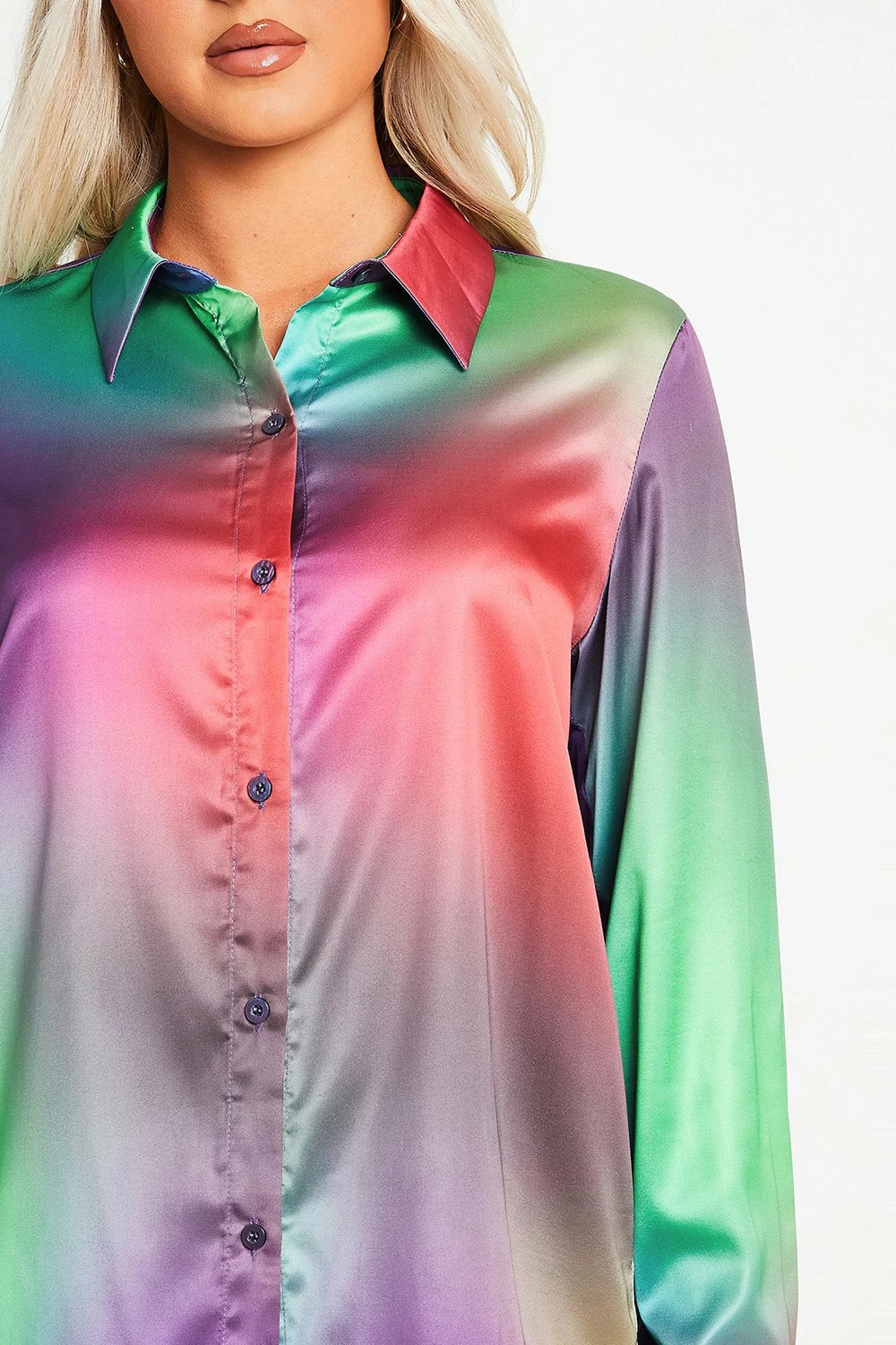 SOLADO Satin Gradient Lapel Neck Long Sleeve Blouse 5 SOLADO Satin Gradient Lapel Neck Long Sleeve Blouse - Image 5