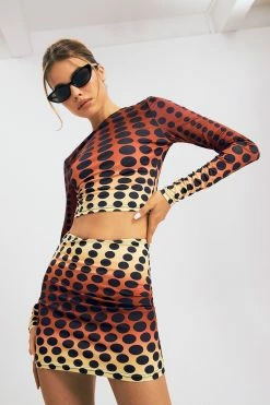 Solado Gradient Long Sleeve Top & Polka Dot Mini Skirt Set