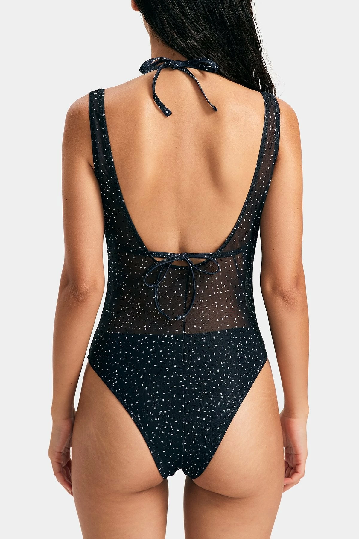Solado Polka Dot Halter Neck Tie Backless One-piece Swimsuit 7 Solado Polka Dot Halter Neck Tie Backless One-piece Swimsuit - Image 7