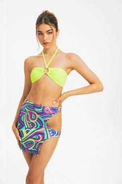 Solado Halter Neck Crop Top & Abstract Print Cut Out Skirt Set