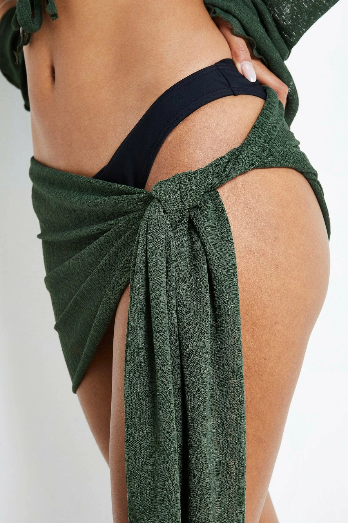 Solado Plunging Neck Long Sleeve Top & Tie Side Skirt Set Without Underwear 3 Solado Plunging Neck Long Sleeve Top & Tie Side Skirt Set Without Underwear - Image 3
