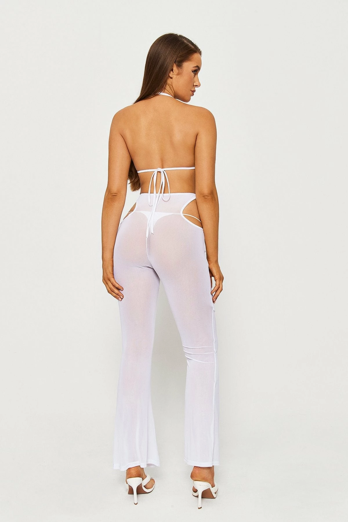 Solado Halter Neck Open Back Top & Cut Out Mesh Pants Set With Panty 4 Solado Halter Neck Open Back Top & Cut Out Mesh Pants Set With Panty - Image 4