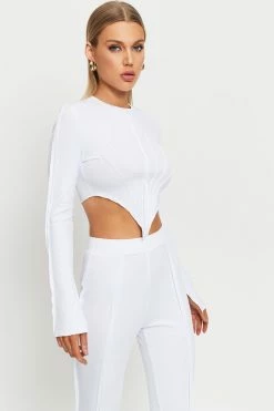 Alternative view of SOLADO Seam Detail Split Cuff Asymmetrical Hem Long Sleeve Top