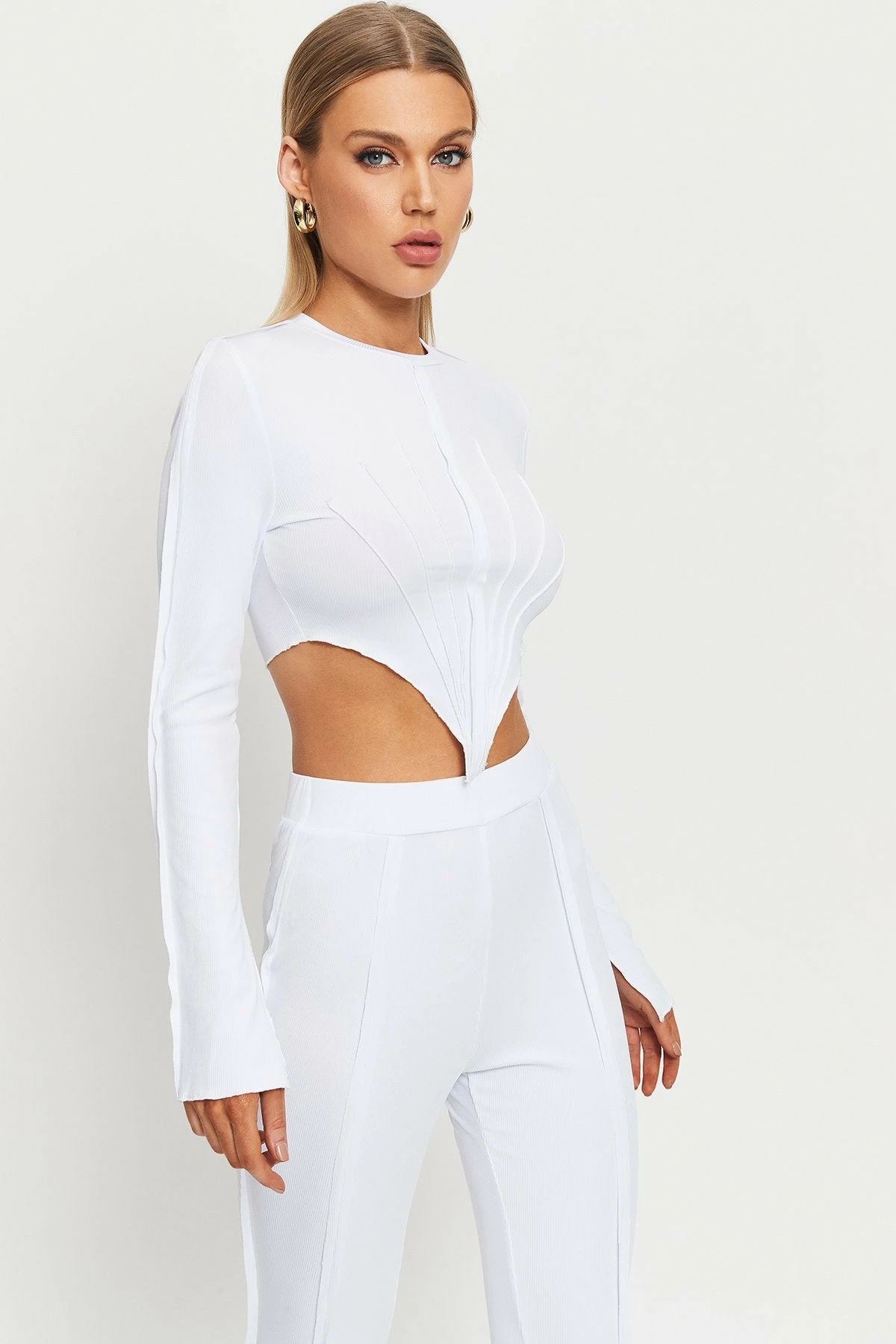 SOLADO Seam Detail Split Cuff Asymmetrical Hem Long Sleeve Top 2 SOLADO Seam Detail Split Cuff Asymmetrical Hem Long Sleeve Top - Image 2