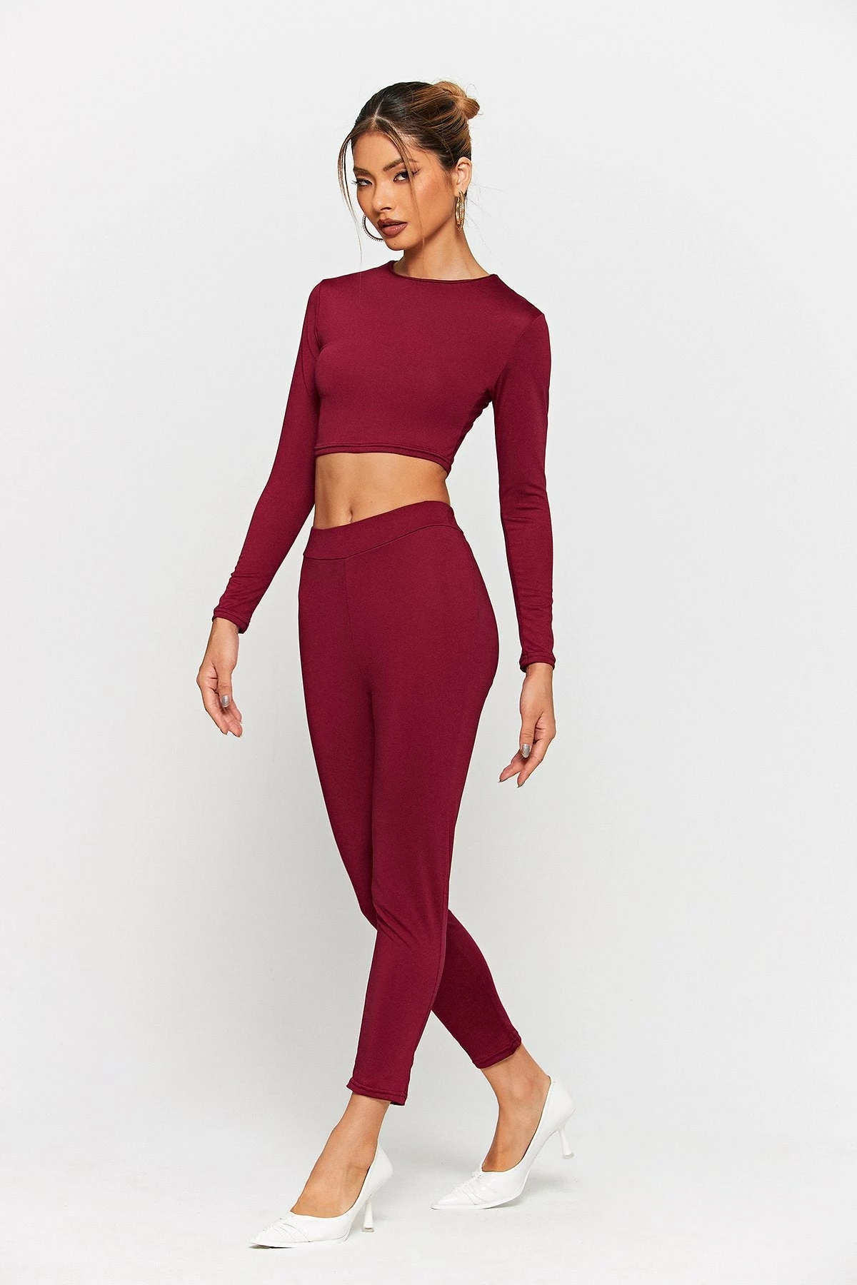Solado Basic Soild Long Sleeve Top & High Waist Pants Set 3 Solado Basic Soild Long Sleeve Top & High Waist Pants Set - Image 3