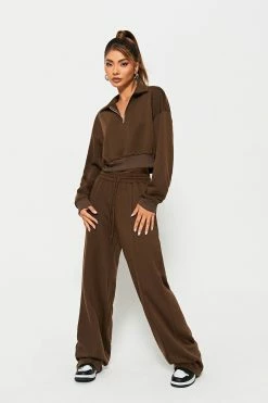 SOLADO Half Zipper Long Sleeve Top & Drawstring Waist Pants Set