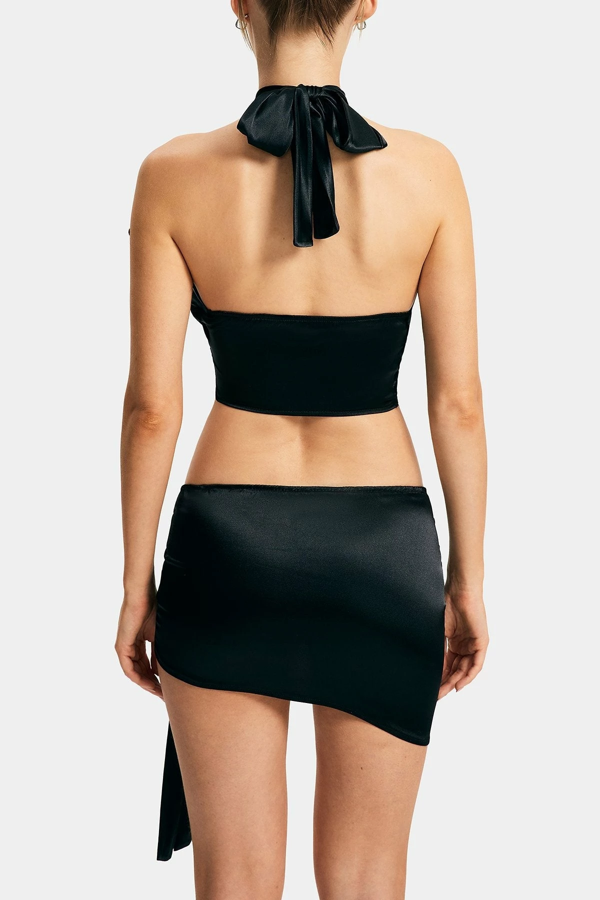 Solado Velvet Mesh Splicing Crop Top & Tie Side Skirt Set 7 Solado Velvet Mesh Splicing Crop Top & Tie Side Skirt Set - Image 7