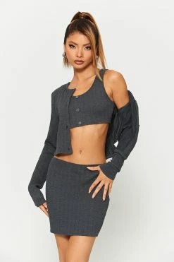 Alternative view of SOLADO Button Decor Sleeveless Tank Top & Textured Skirt Set